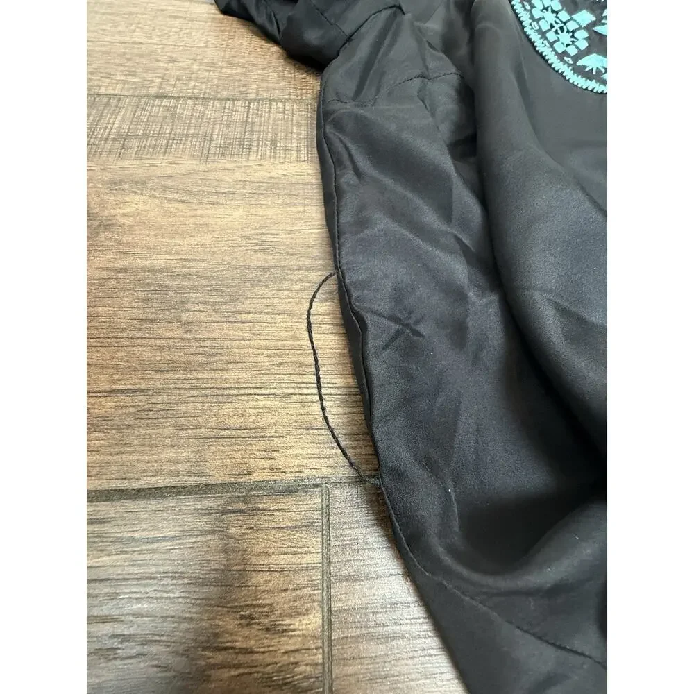 Tory Burch Lottie Size 4 Black Turquoise Embroidered Silk Tie Belt Shift Dress